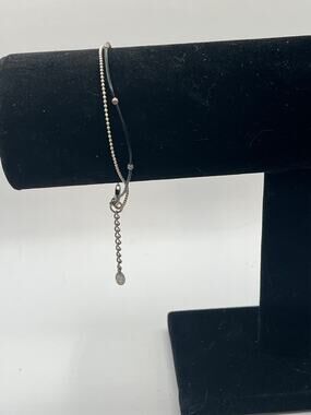 925 Sterling Silver Ball and Leather 'Double the Fun' Bracelet